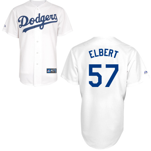 Scott Elbert #57 MLB Jersey-L A Dodgers Men's Authentic Home White Baseball Jersey